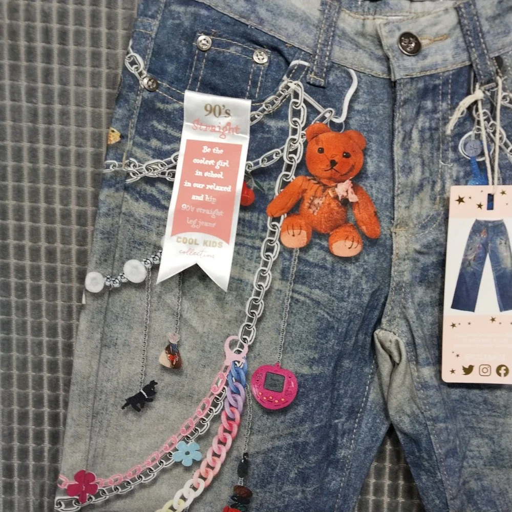 Celebrity Ace Kids Jeans 90s Charms Acid Wash 14 Blue